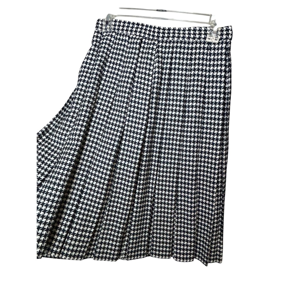 Vintage Herman Marcus Black White Houndstooth Vest and Pleated Skirt Set Size 12 - Picture 5 of 11